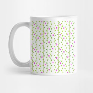 Watercolor Floral Vines Pattern - Green & Pink - Transparent Mug